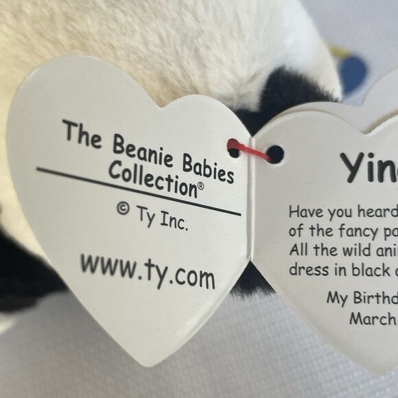 Ty Beanie Baby Ying Panda Glitter Green Eyes PEACE Ukraine Save the Children Tag - Picture 5 of 11